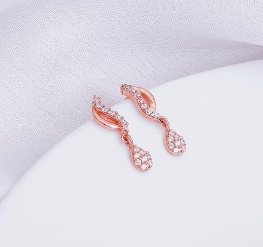 925 Silver Rose Gold Wavecrest Earrings